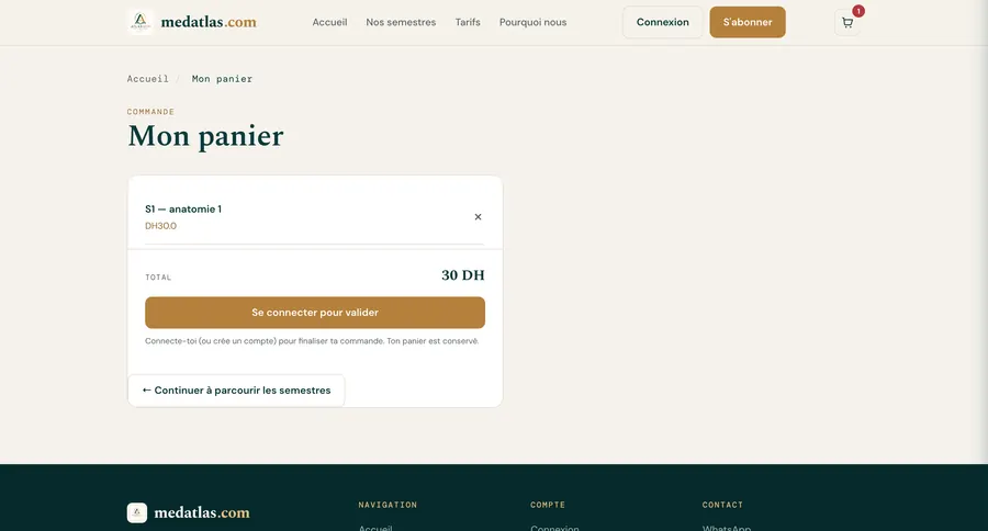 Mon panier — récapitulatif de commande