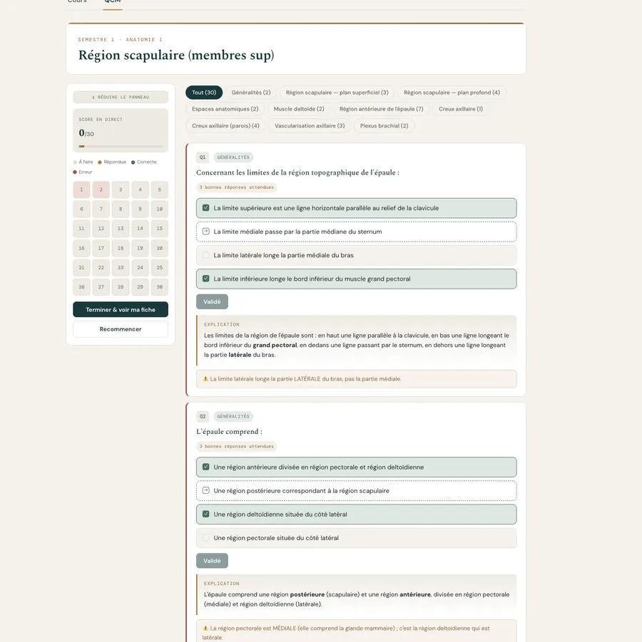Accès aux QCM du module
